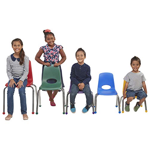 Factory Direct Partners 10361-As 12" School Stack Chair, Stacking Student Chairs With Chromed Steel Legs And Ball Glides - Assorted Colors (6-Pack) #TOP6