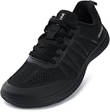 WHITIN Mens Wide Toe Box Road Running Shoes Width Zero Drop Barefoot Sneakers Tennis Size 12 12W Gym Walking Sport Width Cushion Trainers Outdoor Travel Track Black 46