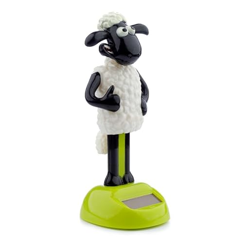 Shaun das Schaf Solar Wackel- Figur schwarz/weiß/grün, Bedruckt, 100% Kunststoff.