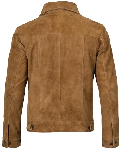 Image of fjackets Real Lambskin Vintage Trucker Leather Jacket Men - Shirt Collar Style Leather Jackets For Mens