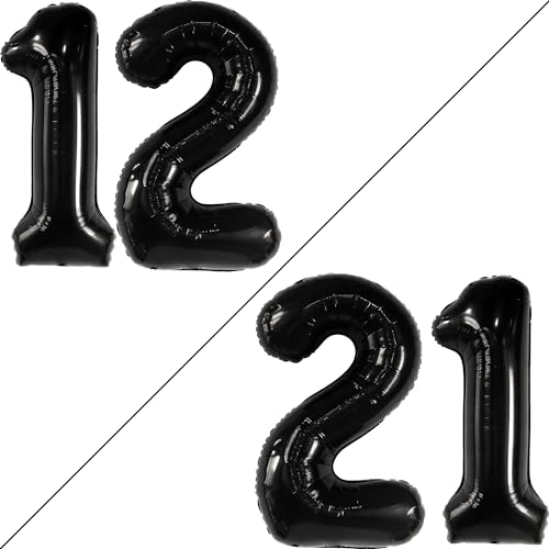 KatchOn, Black 40 Inch Giant 12 Balloon - Birthday & Anniversary Decorations, Unisex, Helium Supported, Self Sealing, Includes 32ft Ribbon & Straw - 12th Birthday, Boy, Party by KatchOn - Used condition - Image 4