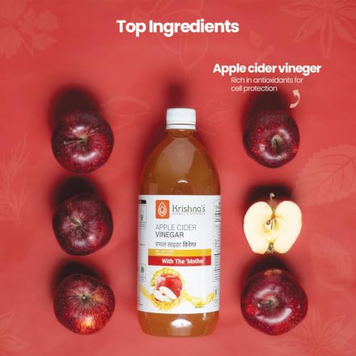Image of Krishna's Apple Cider Vinegar With The Mother, Raw, Unfiltered & Unpasteurized For Improve Digestion & Boosts Metabolism - 500 ml (Pack of 1)