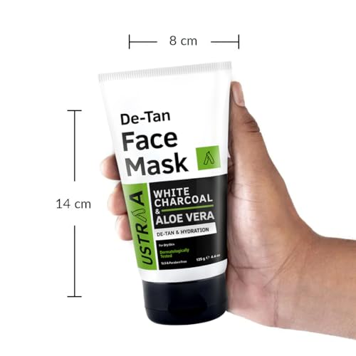 Image of Ustraa De-Tan Face Mask - Dry Skin - 125g - Wash-off mask | with White Charcoal | Effectively Removes Tan & Face Wash Acne Control - With Neem & Charcoal - 100g | Controls Oil, Prevents Acne