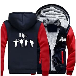 MHLYY Sweat à Capuche zippé pour Hommes, Hiver épais The Beatles Sweat-Shirt Polaire doublé Sherpa Veste Chaude - Les Beatles, Paul McCartney, John Lennon, RIngo Starr, George Harrison