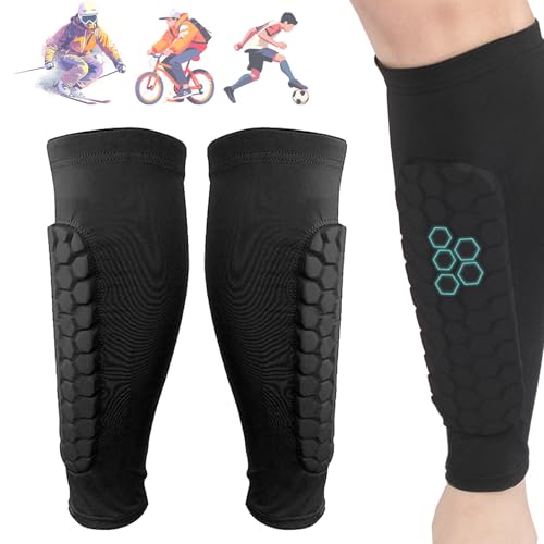 RENQIDD Protectores de esquí Frost Armours: espinilleras con Almohadillas de Panal, Mallas anticolisión elásticas Transpirables para Esquiar (Black,M)