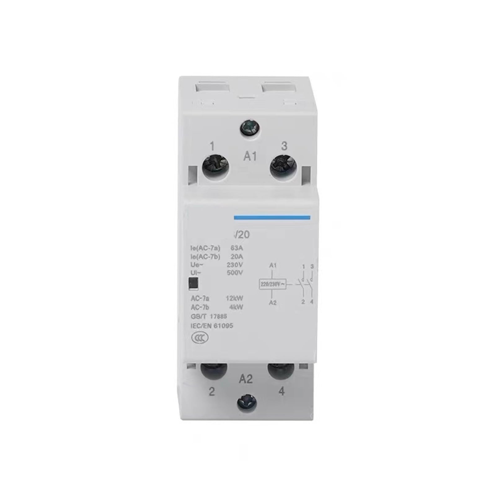 Mini contattore modulare for uso domestico CA, compatibile con CHINT, | NCH8-20A 25A 40A 63A 220V 230V 400V 1NO 1NC 2NO 2NC 4NO NCH8(NCH8-20A,2NO 2NC)