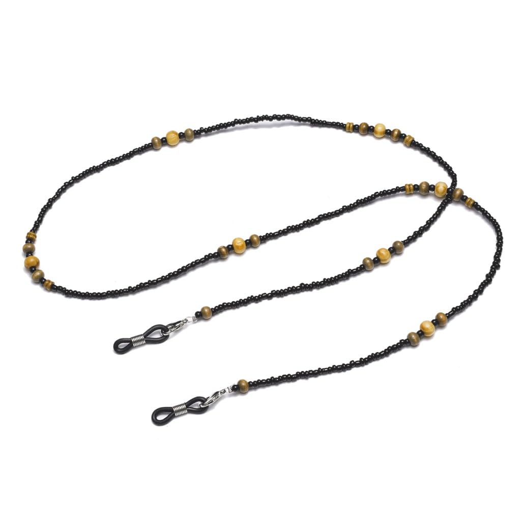 Chaîne à lunettes en perles de bois cordon élégant pour lunettes de vue et soleil