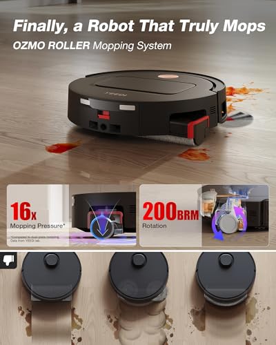 Image of Yeedi M14 Plus Robot Vacuum and Mop, 18,000Pa Suction, OZMO Roller Instant Self-Washing Mopping, 167℉ Smart Dynamic Hot Wash & Auto-Dry, ZeroTangle 3.0 Anti-Hair Brush, All-in-One Omni Station, Black