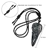Nupuyai Black Crow Skull Carving Crystal Stone Pendant Necklace for Men Women, Natural Agate Geode Raven Skull Jewellery with Adjustable Cord #1