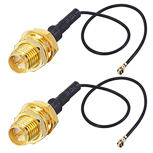 UFL to SMA M.2 NGFF IPX IPEX MHF4 to RP SMA Female (Male pin) RF Pigtail WiFi Antenna Extension Cable 0.81mm for PCI WiFi Card Wireless Router M.2 Cards Pack of 2 (4 inch (10 cm))