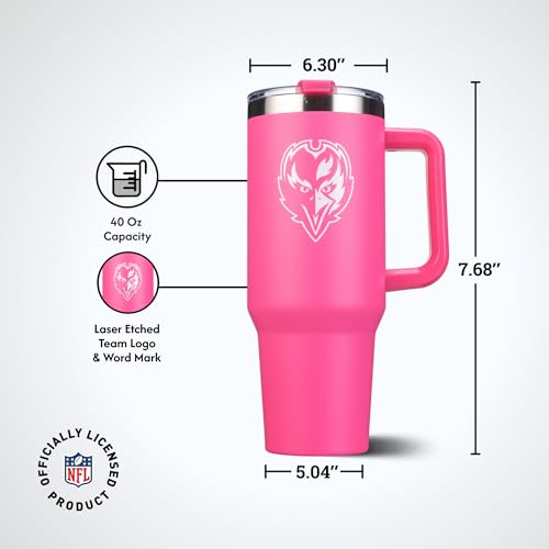 Image of The Memory Company Officially Licensed NFL - Baltimore Ravens 40oz Pink Game Day Tumbler with Team Logo