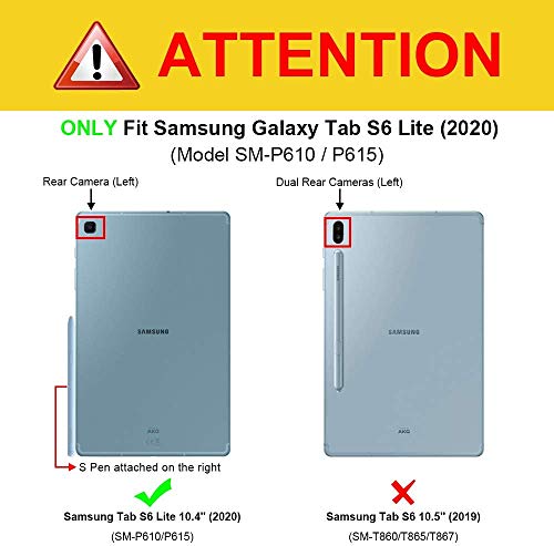 Image of ABOUTTHEFIT Keyboard Case for Samsung Galaxy Tab S6 Lite 10.4'' 2020 Model Sm-P610 (Wi-Fi) Sm-P615 (LTE), Slim Stand Cover with Secure S Pen Holder Detachable Bluetooth Keyboard, Black (Atfs6L10409)