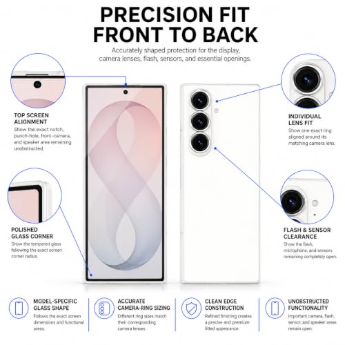 Image of FIRST MART Tempered Glass for Samsung Galaxy Z Fold 8 Ultra 5G with Silver Camera Ring Guard & Installation Kit | HD Clear Edge-to-Edge Screen Protector, Scratch Resistant, Case-Friendly | Pack of 1