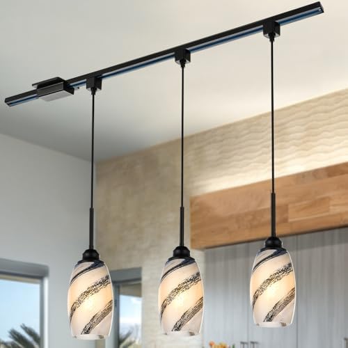 WINSHEN H-Type Track Lighting Pendant, 3-Pack Marble Glass Track ...