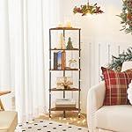 HOOBRO Corner Shelf Stand, Industrial 5-Tier Corner Bookshelf with Metal Frame, Plant Display Shelf, Small Bookcase for Small Spaces, Bedroom, Living Room, Rustic Brown BF33CJ01 - Image 2
