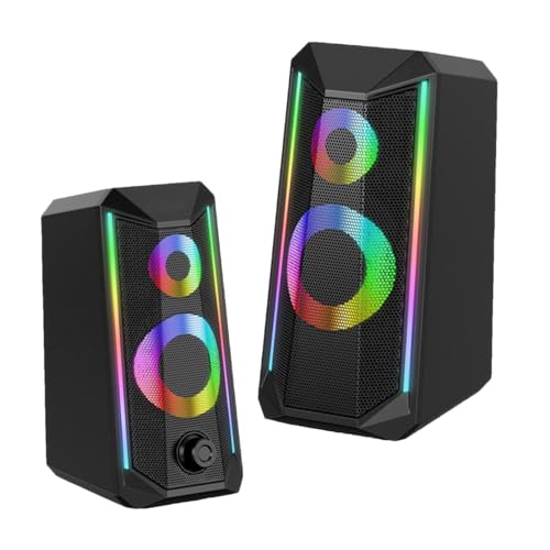 RGB コンピュータ スピーカー、RGB PC スピーカー, 2個のUSB電源コンピュータースピーカー, USB 電源、強化されたサウンド、コンピューター、デスクトップ、ノートブック用の超大音量モニター スピーカー