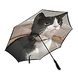 Material: hecho de tela pongee de alta calidad, doble toldo permite que el viento feroz se ventile entre capas, duradero, resistente a la lluvia y al viento. Tamaño: arco de toldo de 108 cm, este gran paraguas invertido está diseñado para adultos o dos personas, ligero, viene con una funda de transporte, fácil de transportar y portátil.