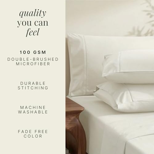 Image of Hearth & Harbor Bed Sheets, Luxury Soft 6 Piece Bed Sheet Set Extra Deep Pocket Fitted Sheets Fits Mattress up to 21 inch, Double Brushed Bedding Sheets & Pillowcases,