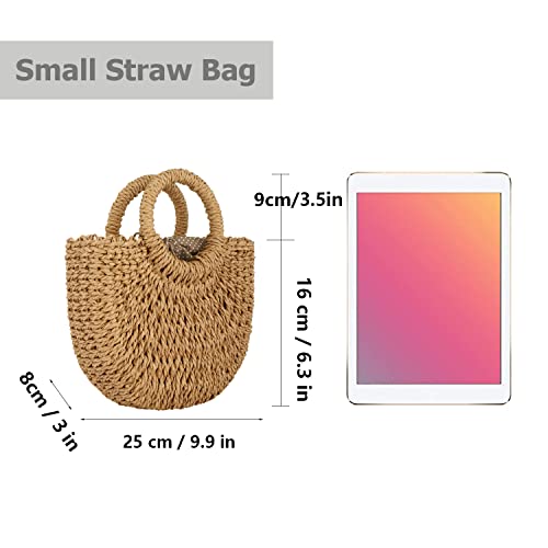 FENBEN Women Straw Crossbody Bag Summer Beach Weave Shoulder Bag Rattan (Brown) - Image 3