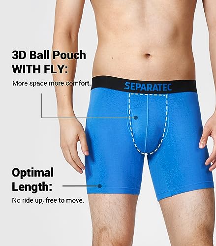 Separatec Men's Underwear Bamboo Rayon Boxer Briefs Breathable and Soft with Mesh Ball Pouch Design 7 Pack Assorted Colors