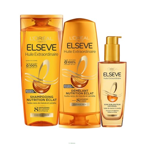 Elseve Huile Extraordinaire L'Oréal Paris Routine Cheveux Secs 3 Produits