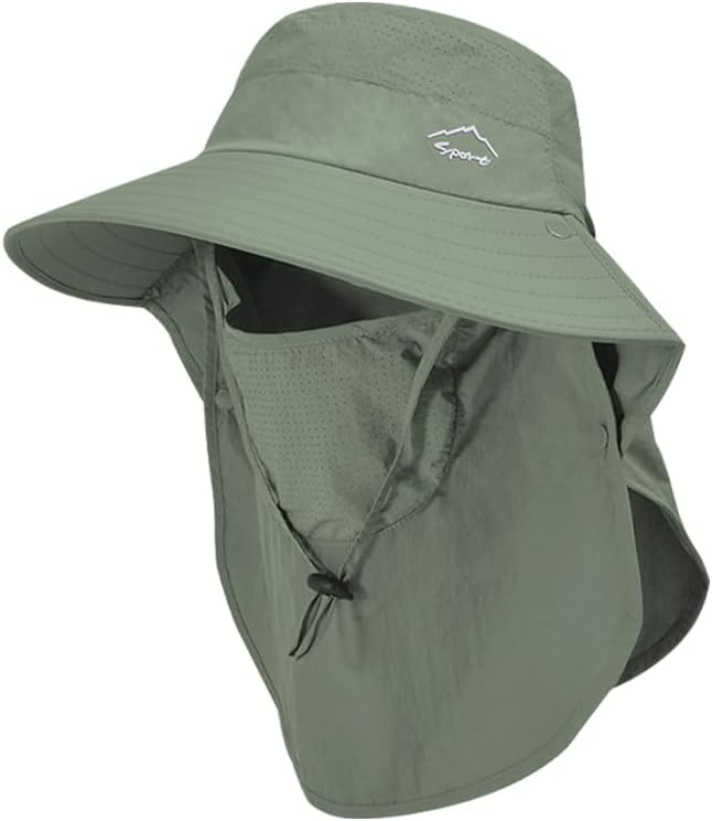 Rosoz Fishing Sun Hat with Face and Neck Cover, Army Green, 1 Pack, photo 6 of 6
