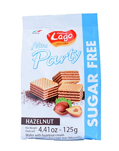 Lago 1968, Mini Party 125g, Wafer senza Zucchero con Vellutata Crema Nocciola 74% con 5 Strati Friabili di Wafer