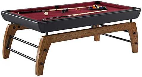Hall of Games 7' Edgewood Drop Pocket Table with Pool Ball and Cue Stick Set