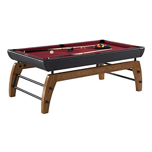 Hall of Games 7' Edgewood Drop Pocket Table with Pool Ball and Cue Stick Set