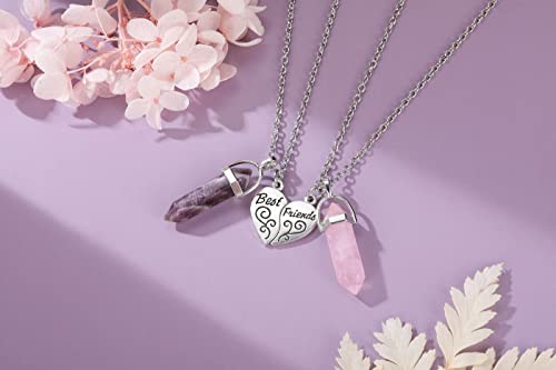 PESOENTH BFF Necklace for 2 - Matching Heart Best Friends Crystal Pendant Necklaces Friendship Jewelry Set For Women2