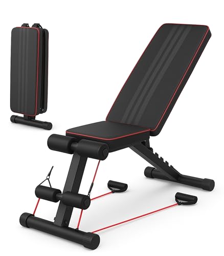 Image of Proton Foldable Adjustable Weight Bench for Full Body Workout - 7 Backrest Positions, Resistance Bands, 660 lbs / 300 KG Capacity, Home Gym Incline /Decline Bench for Strength Training & Sit-Ups