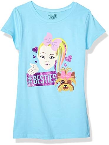 JoJo Siwa Girls' Big Besties Emoji JoJo & Bow Bow Siwa Short Sleeve Tee, Cancun, X-Large-14/16