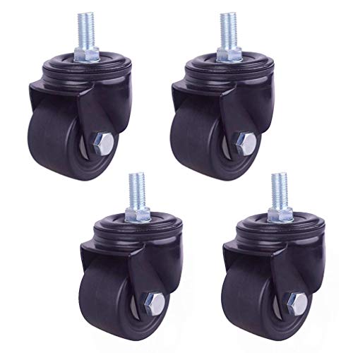 4個のヘビーデューティー回転キャスターホイール、工業用家具キャスター、ナイロン製、黒、M12x25mmのネジ付きステム、ダブルベアリング、耐摩耗性、最大容量600kg、トロリー用(2.5インチ、ユニバーサル)