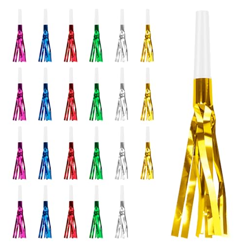 Colorful New Years Noise Makers 24 PCS NYE Party Blowers Blowouts New Years Eve Games Favors Supplies Birthday Pep Rally for Adult Prank Graduation Sporting Events Horns Noisemakers Accessories