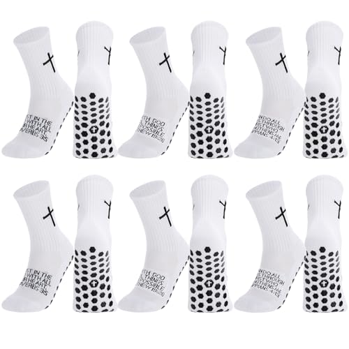 scenicamp 6 Pairs Cross Grip Soccer Socks Anti-Slip Sports Christian