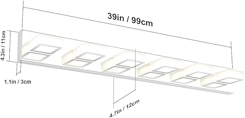 Miniatura 70 de Ralbay - Lámpara LED moderna y negra para tocador de baño, con 3 luces, accesorios de iluminación de pared de baño de acrílico Luz blanca