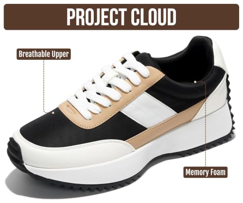 Image of Project Cloud Womens Sneakers - Memory Foam Insole and Lightweight Spring Shoes - Non-Slip Lace Up Trendy Shoes - Fashion Sneakers for Women 2026