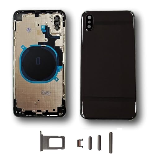 Chassis Arriere Verre iPhone XS Max Noir sans Logo Coque Nue avec Tiroir SIM