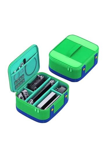 AAGWW スイッチ 2 ケース Switch 2 専用オールインボックス 大容量ダブルレイヤー 27×18×14.5 cm 防塵 防衝撃 防水耐汚 ゲーム機・周辺機器一括収納 持ち運び便利 旅行用(緑色)