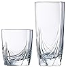 Luminarc 16 Piece Ascot Tumbler Set, 8-16.5 Ounce Coolers & 8-13 Ounce Double Old Fashioned Glasses, Mixed, Clear