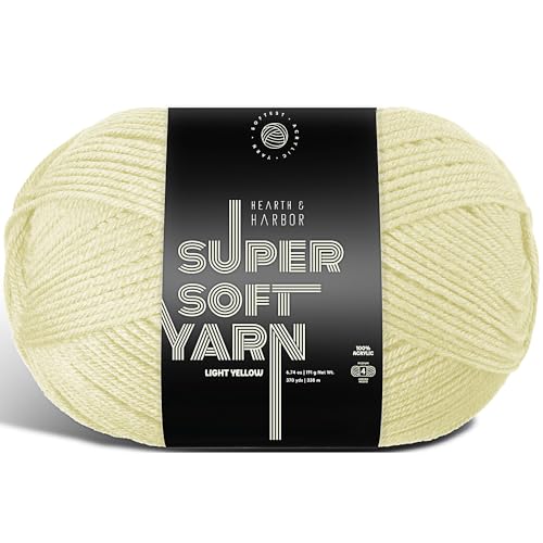 Image of Acrylic Yarn for Crocheting & Knitting - Soft Crochet Yarn for Crocheting, 370 Yards, Perfect for Crafts & Amigurumi, Medium Worsted Weight 4, Light Yellow