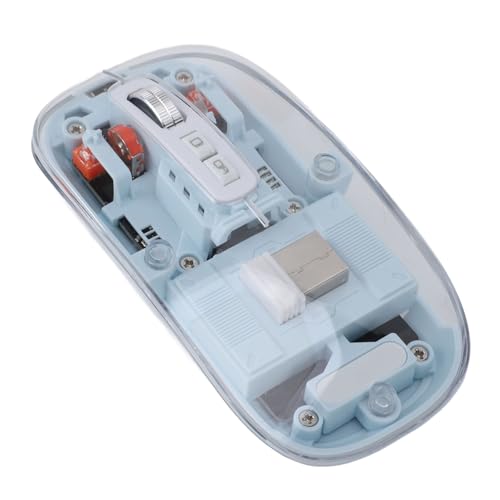 Ratón inalámbrico transparente trimodo 2.4G y bluetooth azul para computadora 3