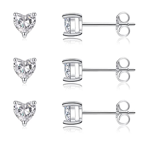 EPIRORA Sterling Silver Stud Earrings for Women Men- 3 Pairs