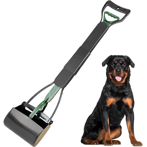 Image of 32'' Pooper Scooper for Large Small Dogs Heavy Duty, Long Handle Poop Scoop for Yard, Grass, Gravel, Dog Poop Grabber with High Strength Material and Durable Spring(Dark Green)