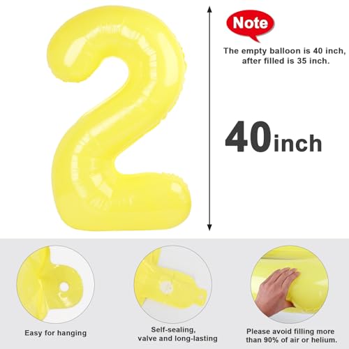 Image of 2 Balloon Numbers Birthday Decorations, 40In Yellow Balloons for Men Women | Eye-catching Appearance, Perfect Decorative Centerpieces, Convenient Self-sealing Structure, Widely for Various Occasions