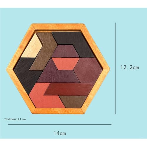 Tangram hexagonal de madera Montessori para mejorar la concentración infantil 7