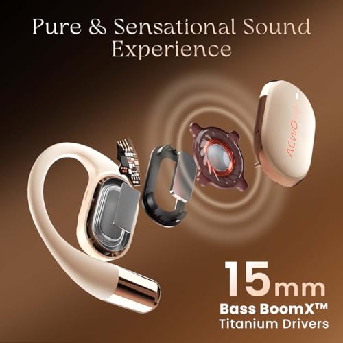 Image of ACwO Dwots Sense OWS Wireless Over Ear Earphones|Situational Awareness|15Mm Titanium Drivers|65 Hours Playback|BT V5.4|Secure Fit|4 Mics with ENC|40Ms Low Latency|Equaliser Modes (Silver Cream)