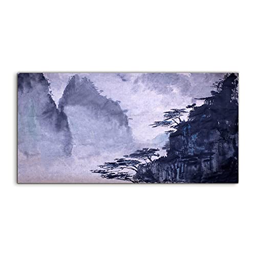 Tableau en plexiglas haut de gamme 100x50cm motif Ink trees mountains