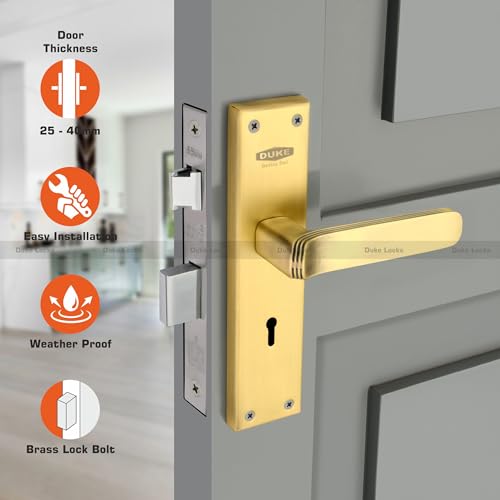 Image of DUKE Mortise Handle Set with Lock |Brass Bolt Body | Premium Handles | MH-1015 BA KY | Antique Brass |Weather-Proof |25-40mm Thickness| Easy Installation