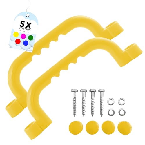 GO!elements Haltegriff und Spielhaus Zubehör Outdoor | Paarweise (2 Stück) | Klettergriffe Kinder Outdoor | Haltegriffe Spielturm oder Baumhaus Zubehör inkl. Befestigungsmaterial